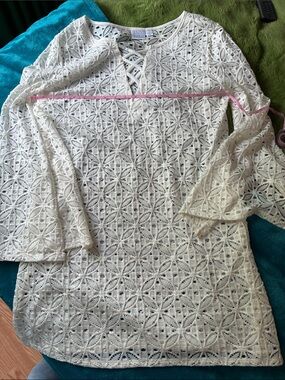 Beach Break White Lace Crisscross Tunic Top